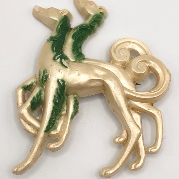 Vintage 1920s Art Deco Flapper Dog brooch pin - Picture 2 of 7